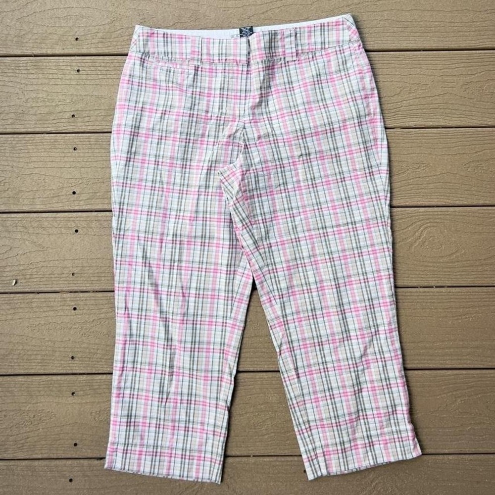 Y2K Pink & Gray Plaid Capri Pants Chinos Size 8‎ Business Office Preppy